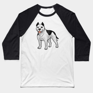 Dog - American Staffordshire  Terrier - Cropped Black and White Baseball T-Shirt